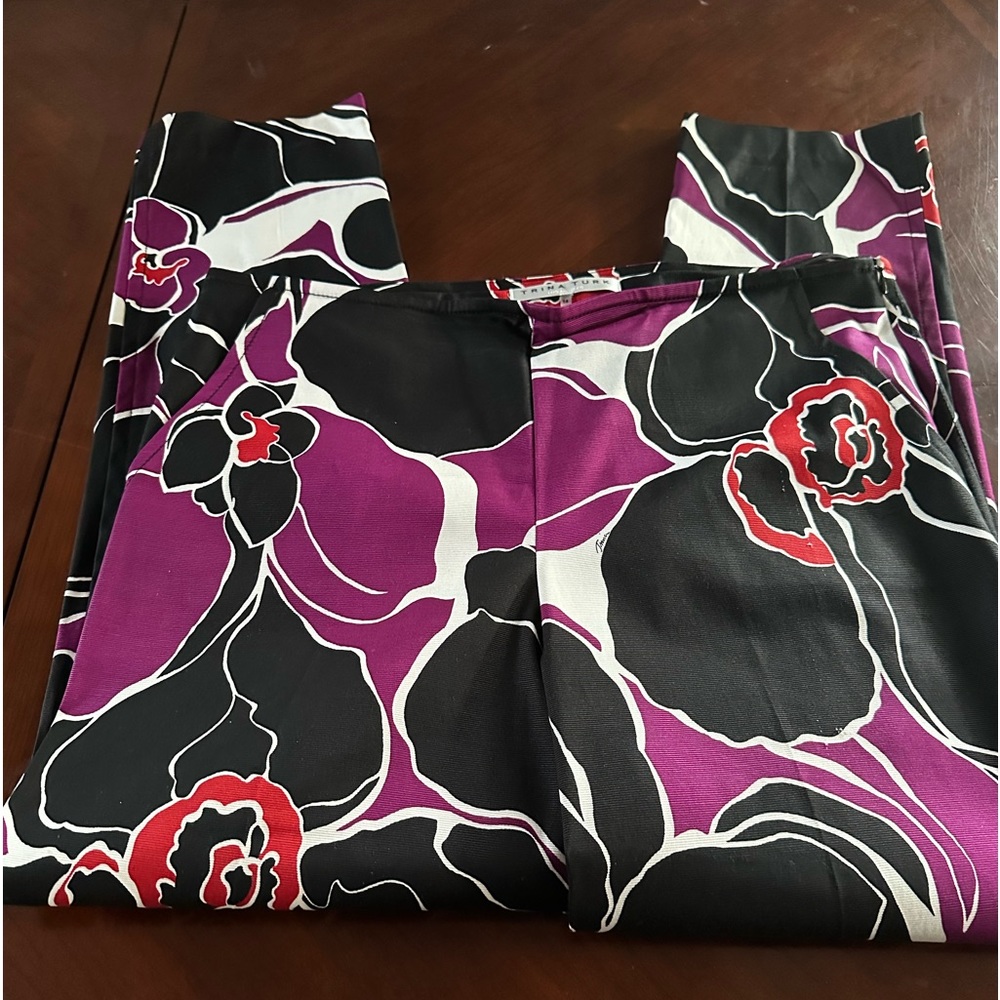 Ladies black, white and plum pants